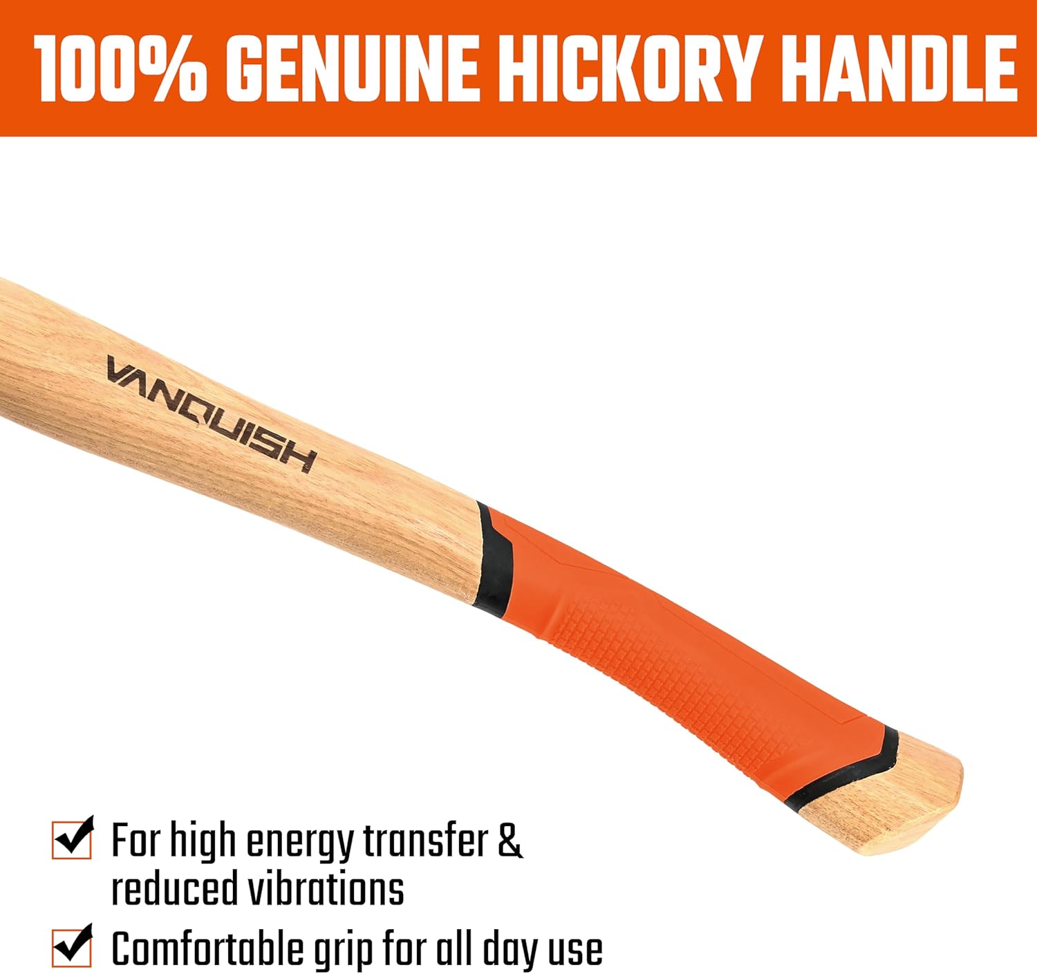 VANQUISH Framing Hammer 19oz Curved Hickory Handle Straight Rip Claw with Smooth Face & Shock Reduction Grip, Claw Hammer with Magnetic Nail Holder, 0624