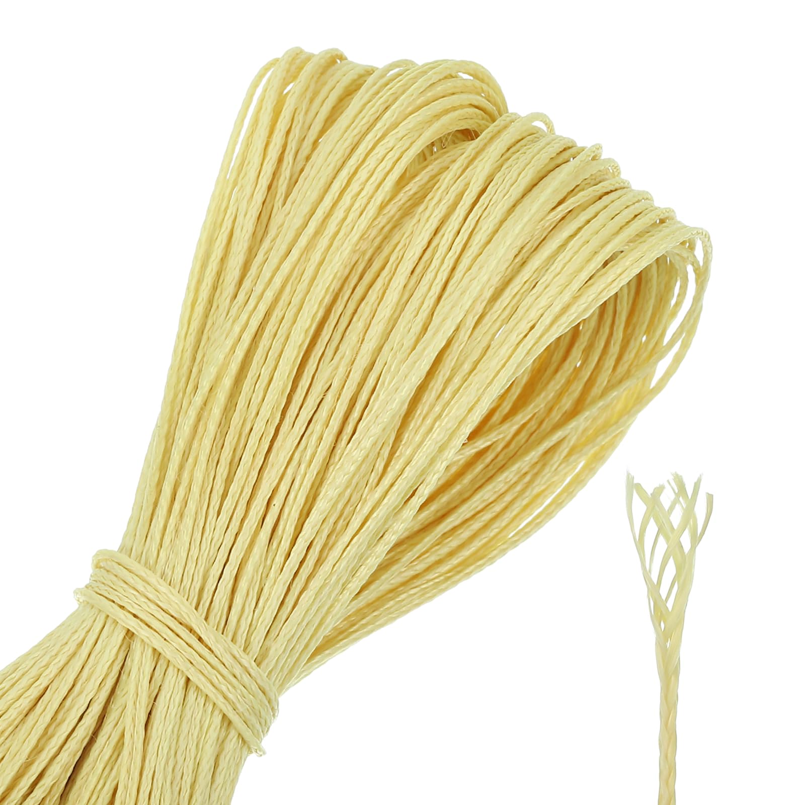 sourcing map 120Ft Braided Fishing Line, 50lb 0.5mm Diameter Multipurpose Utility Paracord Line Wind Chime String Kite Line for Camping, Hot Air Balloon, Outdoor Survival, Yellow