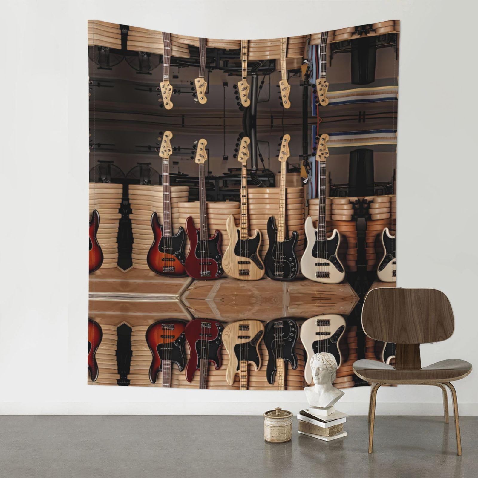 HJFCZH Guitar Bass Music Musical Instruments Prints 60x51in Wall Tapestry Bohemian Throw - Dorm Decor, Beach Blanket, Sofa Cover & Unique Gift