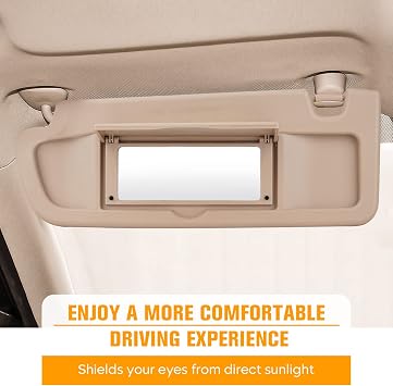 Beige Left Side Sun Visor for 2006-2011 Honda Civic EX LX Sedan SI Coupe, Car Visor Replacement for 83280-SNA-A01ZA, Driver Side Sunvisor