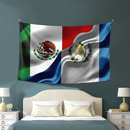 Miniatura 4 de Tapiz de bandera de Guatemala mexicana y de México de Guatemala de 60 x 40 pulgadas, divertido tapiz estético, arte de pared para dormitorio, sala