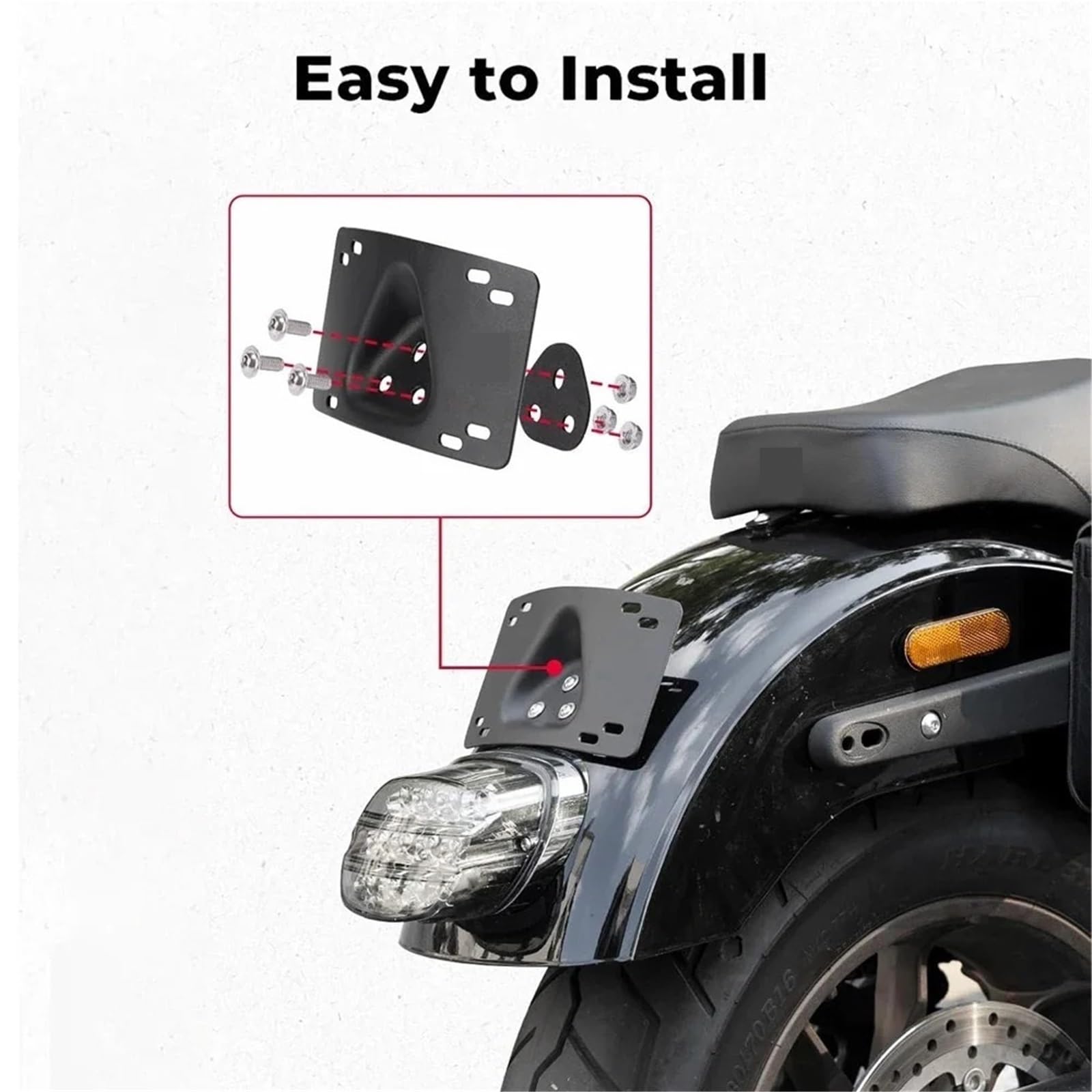 Tablica rejestracyjna Uchwyt na tablicę rejestracyjną motocykla zakrzywiony uchwyt na tablicę rejestracyjną pasujący do Softail Dyna Cruiser Low Rider ST Uchwyt tablicy rejestracyjnej