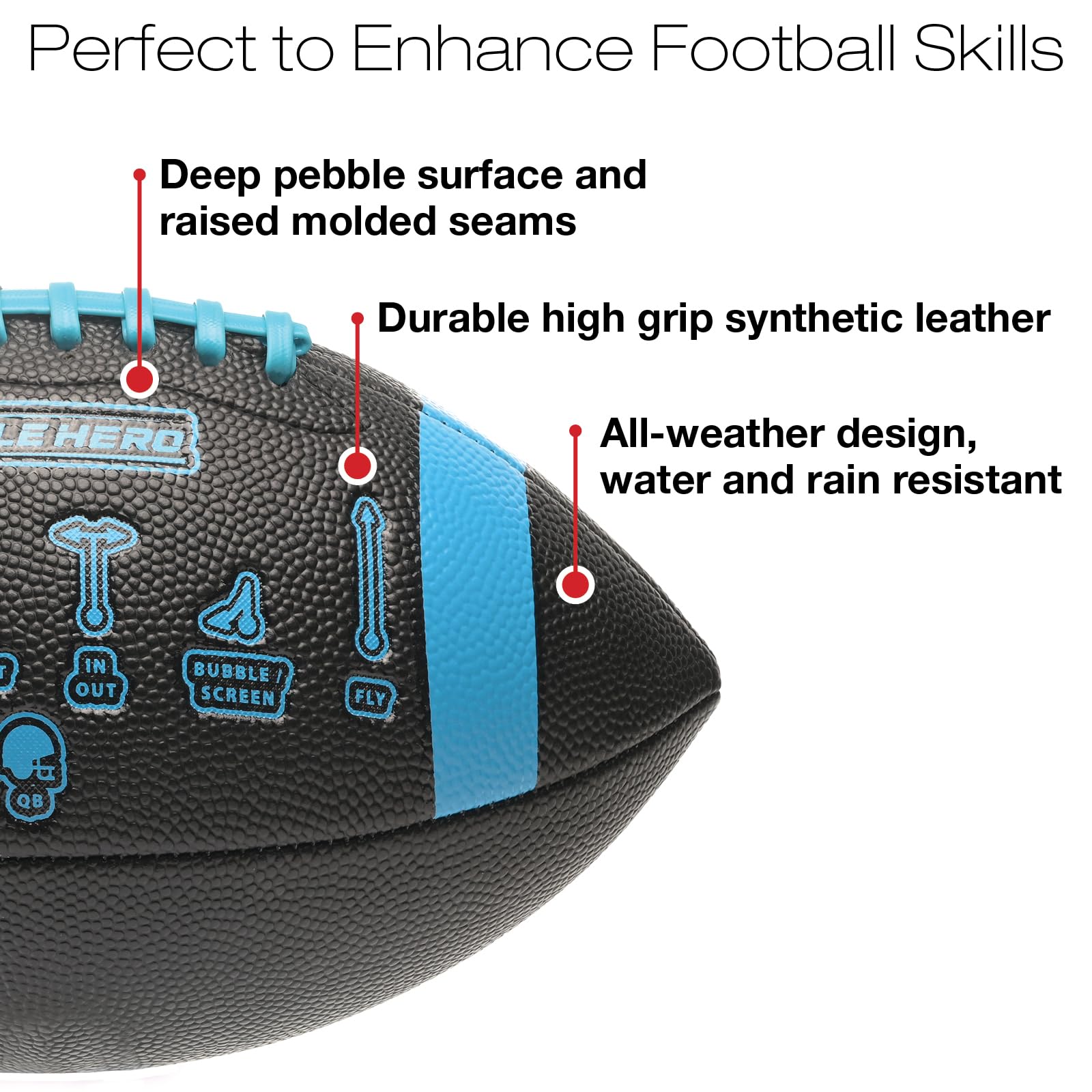 Xcello Sports Huddle Hero Junior - Paquete de 2 balones de fútbol con bomba (negro/azul y marrón/blanco)