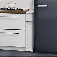 Vista 8 de Lavish Home 3 Tier Slim Rolling Storage Cart - 25” x 5.7” Narrow Rolling Cart with Handle and Wheels for Bathroom, Laundry Room, and Kitchen Blanco