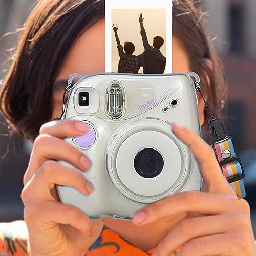 Miniatura 5 de Funda para Instax Mini 7+, funda para cámara MUZIRI KINOKOO para Fuji 7 Plus+ transparente instantánea, con correa para el hombro y bolsillo para