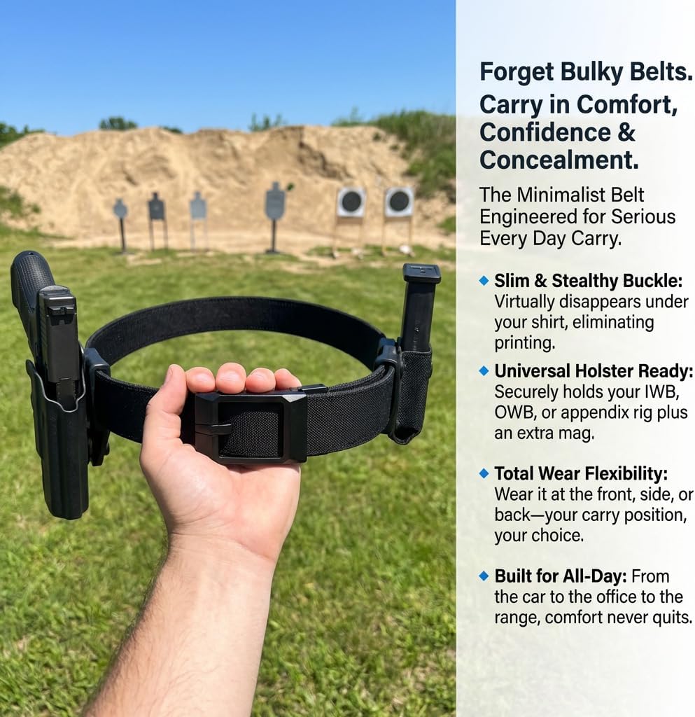 KingMoore Ratchet Tactical Gun Belt | Micro-Adjustable Quick-Release Strap for IWB/OWB Carry | Dual-Layer 1000D Nylon Heavy-Duty Support | Fits Waist Up to 40"