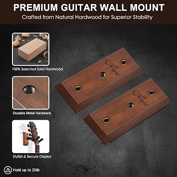 SNIGJAT Guitar Wall Mount 2 Pack, U-Shaped Wood Guitar Hanger Wall Hook