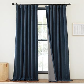 NICETOWN Navy Blue 100% Blackout Curtains for Bedroom, Rod Pocket/Back Tab/Hook Belt Primitive Faux Linen Burlap Thermal Insulated Sound Reducing Window Drapes for Kids Room, W50 x L84, 1 Panel
