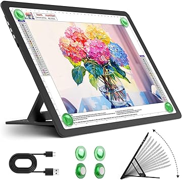 Zocelight Rechargeable A4 Light Pad with Built-in Stand,Super Bright Magnetic Light Table with Physical Buttons,Wireless Light Box for Tracing, Light Board for Diamond Painting,Sketching Weeding Vinyl