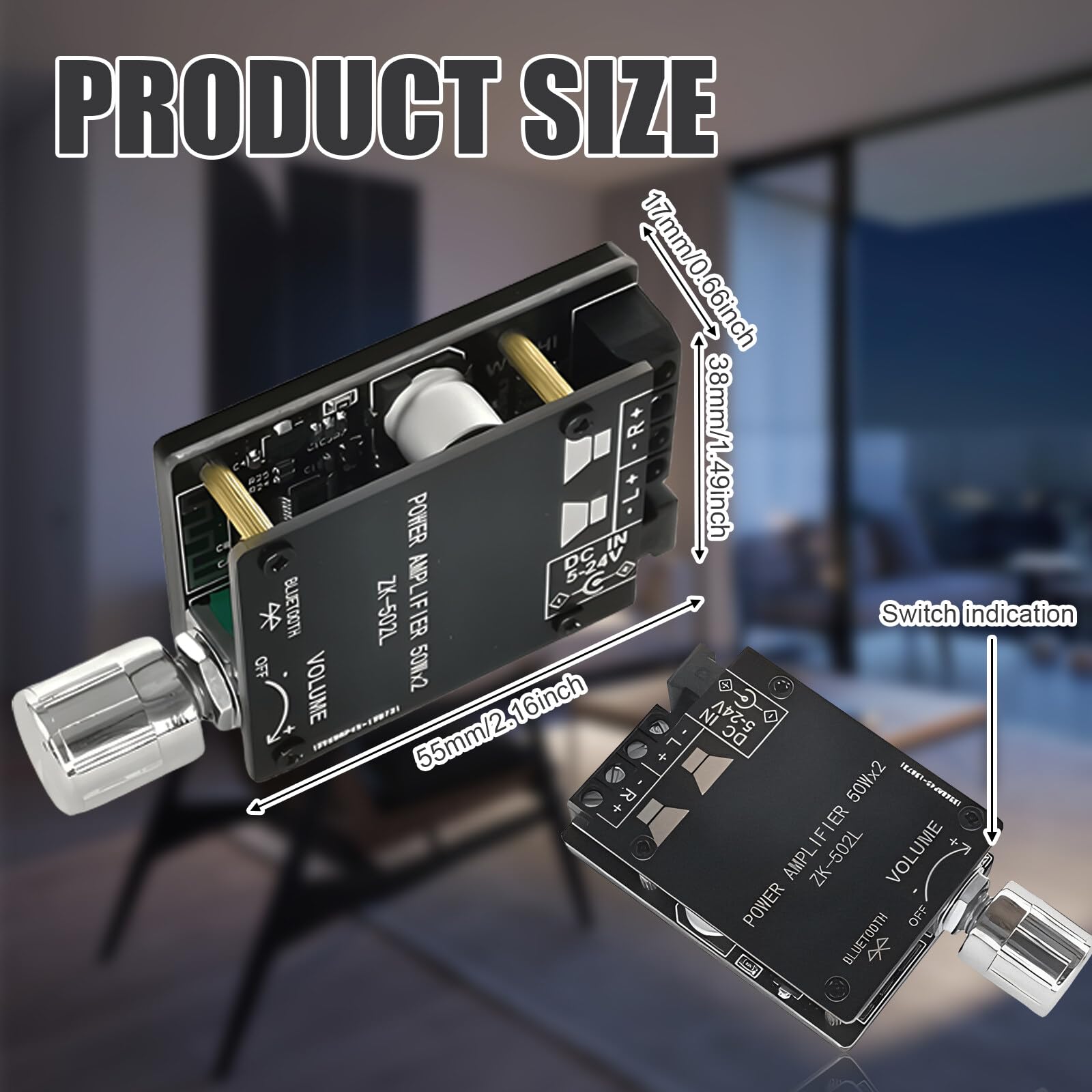Leikurvo Amplificatore Bluetooth scheda HiFi Stereo, 2.0 Audio Amplifier Board 2x50W Bluetooth Amplificatore Modulo HiFi Stereo, Mini Amplificatore Digitale Scheda