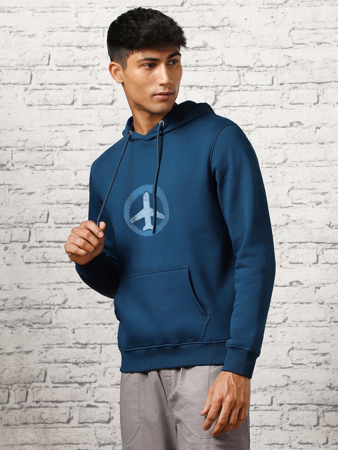 Nobero Męska bluza z kapturem z nadrukiem | 280 g/m² bogata bawełniana bluza z kapturem z długim rękawem | Stylowa i codzienna zimowa bluza z kapturem dla mężczyzn