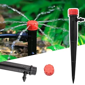 40PCS Drip Emitters for 1/4" Drip Irrigation Tubing,Adjustable 360 Degree Irrigation Drippers on 5" Arrow Stake,Quick Connect Drippers for 4-7mm Garden Patio Lawn Watering System