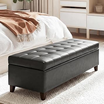 Joveco 51 Inch Storage Bench,Leather Tufted Storage Ottoman with Legs