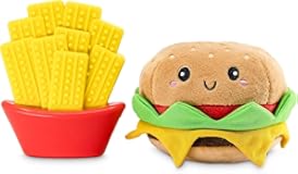 Puppy Teething Dental Chew Teeth Cleaning Nylon Bone Squeaky Plush Dog Toys with Super Squeaker Ball 2 Pack Cute Tough Durable for Puppies Small Medium Dogs Aggressive Chewers