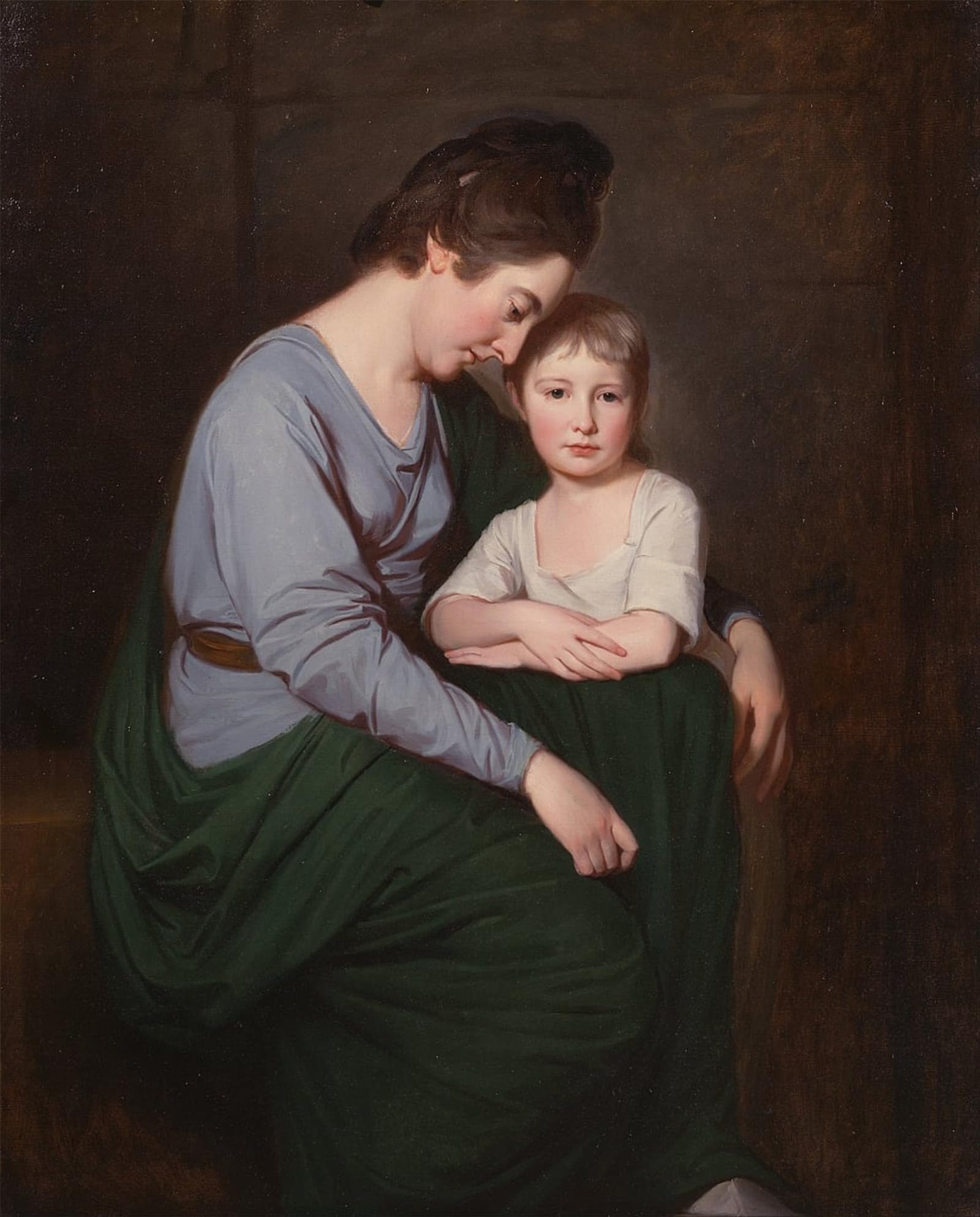 POSTERIIk Famous Modern Artwork Art Mural Annwith Her Daughter Sybil by George Romney Oil Paintings Pictures for Home Decor 60x90cm