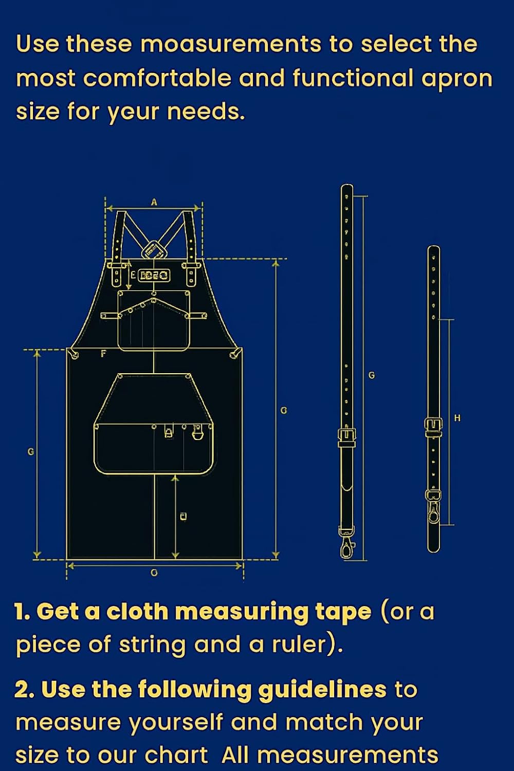 Men's Genuine Leather Work Apron with Adjustable Strap & Tool Pockets – Craft, Kitchen, Workshop Protective Apron