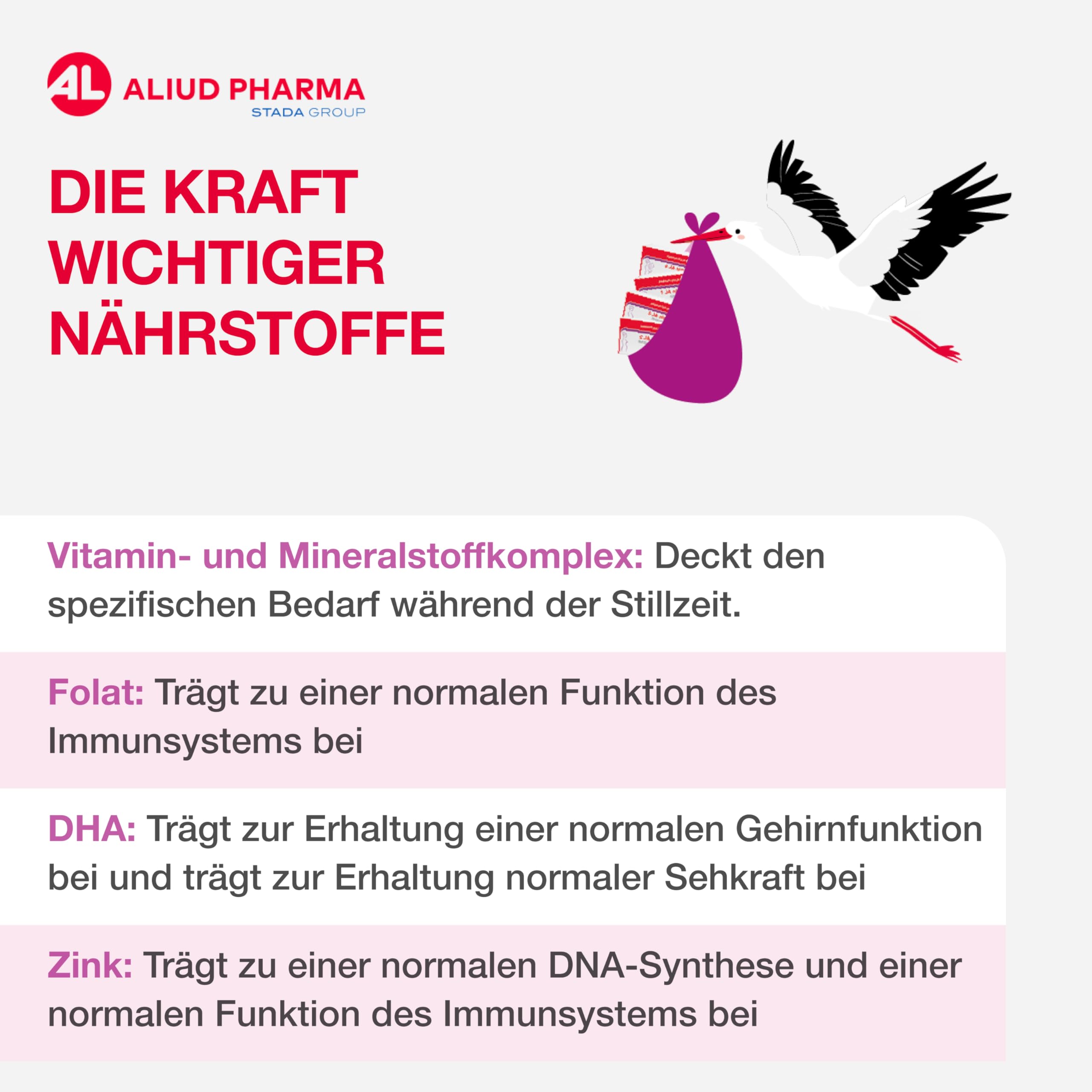 Femin AL 4 Stillzeit: Nahrungsergänzungsmittel für stillende Mama und Baby - L-Methylfolat/Folsäure & DHA Plus Vitamine & Mineralstoffe, unterstützt Blutbildung & Immunsystem, 90 Kapseln