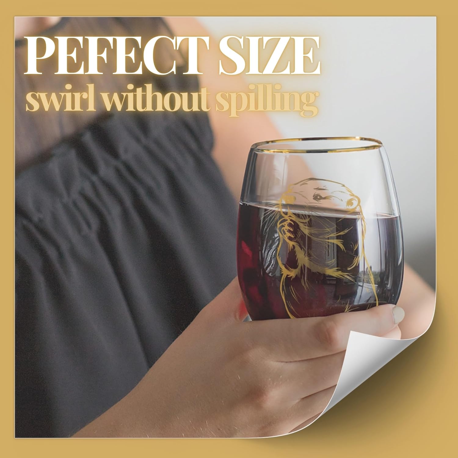 Onebttl Otter Themed Gifts for Women, 18oz Stemless Wine Glass With Gift Box and Message Card - Birthday Gift for Otter Lovers