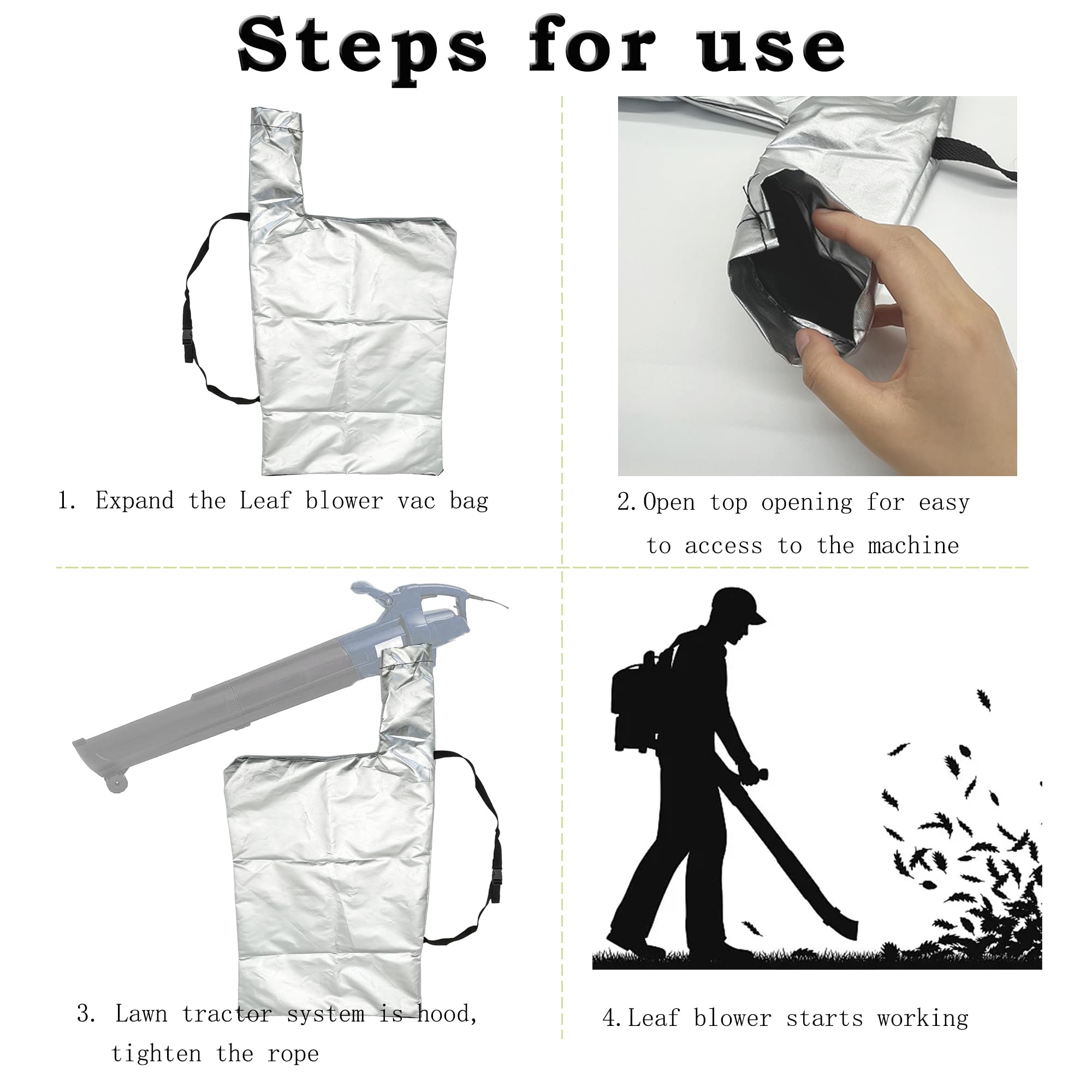 Sacco Aspiratore Foglie 60x44 Cm - Tessuto Oxford Impermeabile Con Cerniera - Foto 4