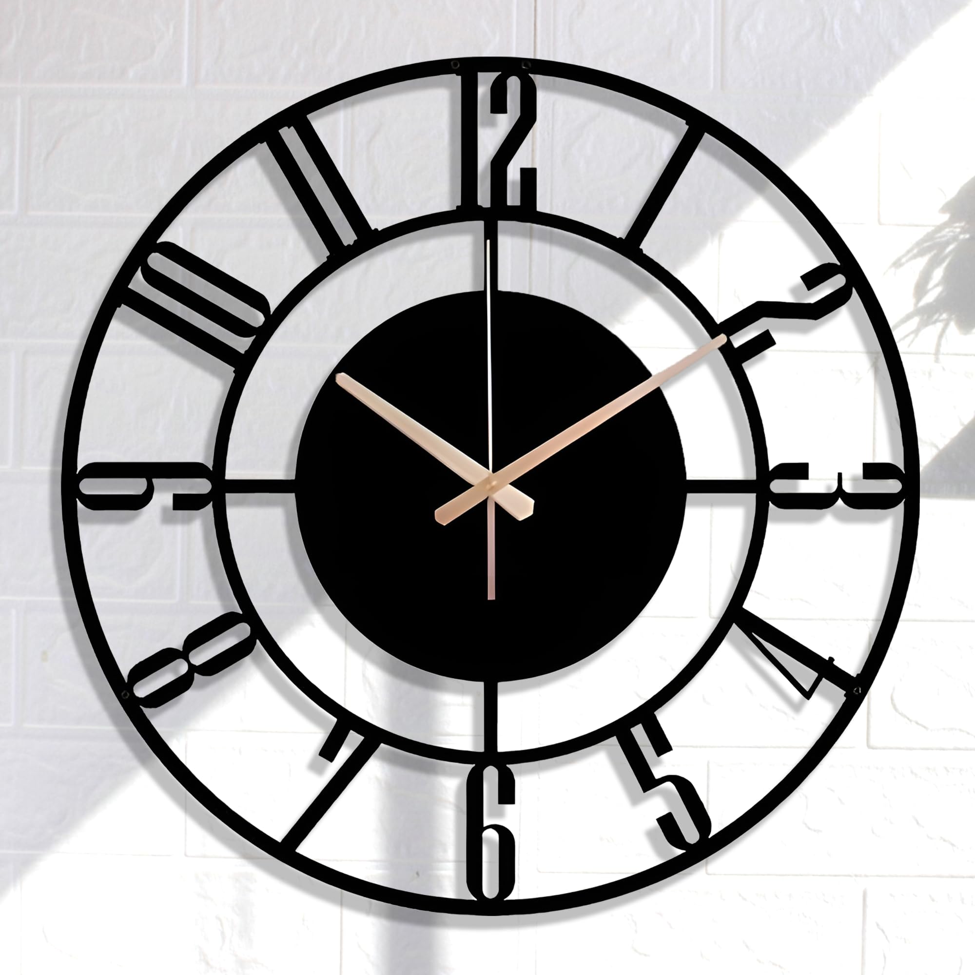 Auromin Unique Metal Wall Clock for Living Room | Non-Ticking Hanging WallClock for Wall Decoration | Stylish Large Analog Clocks for Office, Bedroom, Drawing Room & Kitchen