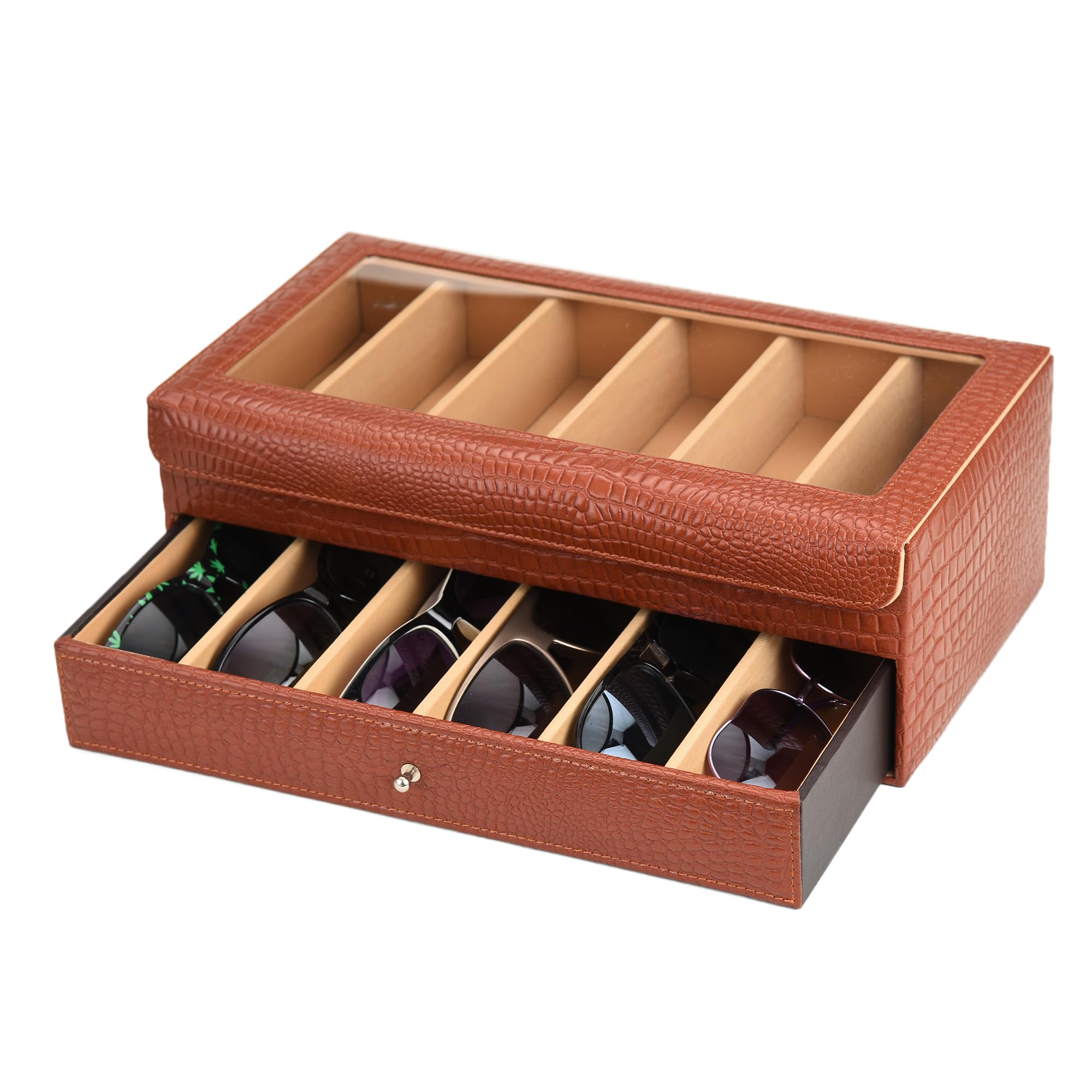 PU Leather Croco Print For Men And Women Premium Sunglasses,Goggles And Eyeglasses Storage,Organizer Box Case-image-39