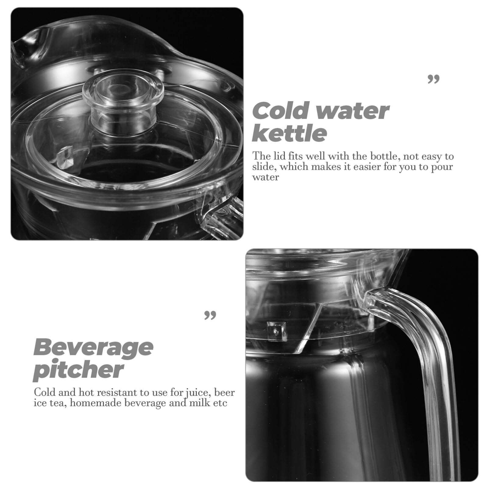 Jarra De Agua Acrílica Transparente De 2 Litros - Con Tapa, Apta Para Frío Y Calor, Ideal Para Té Helado, Limonada, Jugo, Leche...