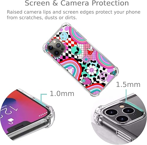 Miniatura 3 de Funda de tablero de ajedrez con estampado de vaca alienígena con collage estético para iPhone 12 Pro Max, funda hippie Groovy para iPhone 12 Pro