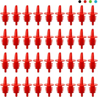 Plastic Liquor Bottle Pourers 36 Pack Classic Bottle Pourers for Alcohol, Leak-Proof, Dishwasher-Safe Pour Spouts for Liquor Bottles (Red)