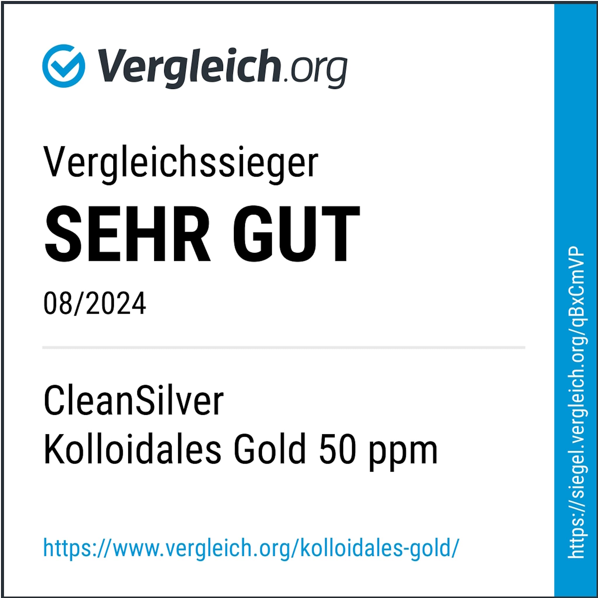 CleanSilver Kolloidales Gold 50 ppm, 100ml mit Pipette - Ultrarein: Sterilwasser und Feingold 99,99% - Made in Germany – stets frisch, keine Lagerware