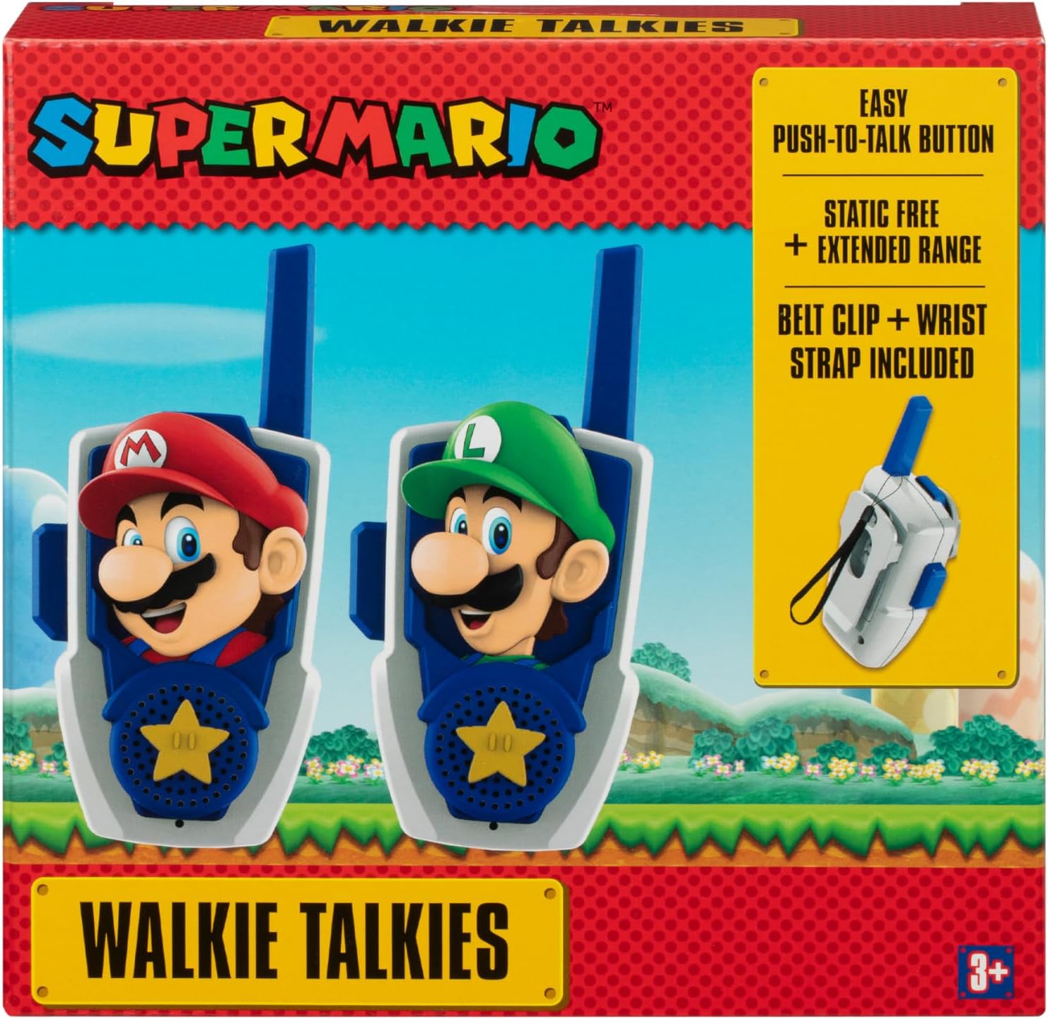 Super Mario Bros Walkie Talkies Kids Toys, Two Way Static Free 2 Way Radios for Indoor or Outdoor Games, Great for Kids