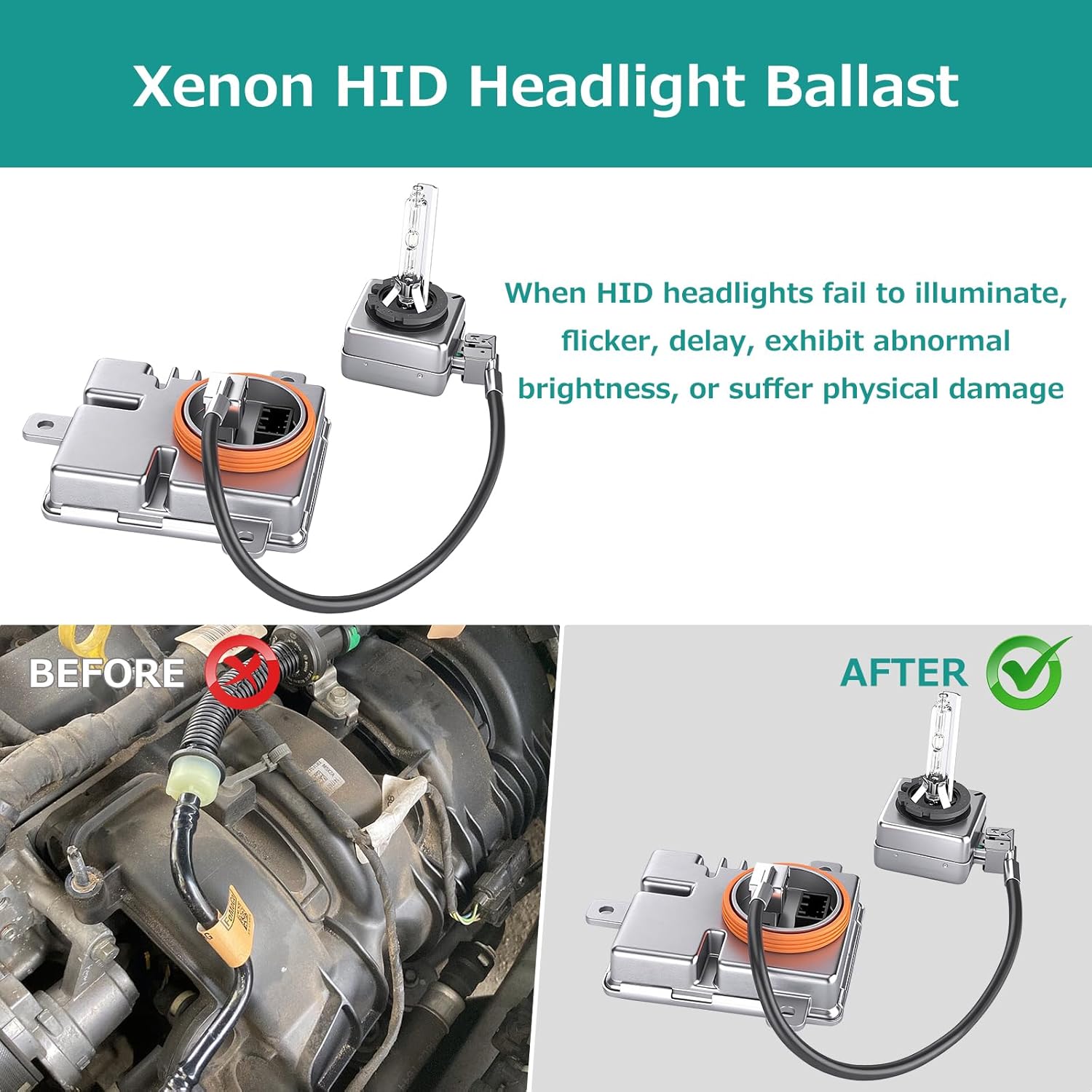 W003T21971 Xenon HID Ballast Headlight Control Unit fit for Chrysler 300 2011-2021 with D3S Bulb Kit Replace 68170821AA 8K0941597 Computer Headlight Ballast D3S 35W Headlamp Bulb
