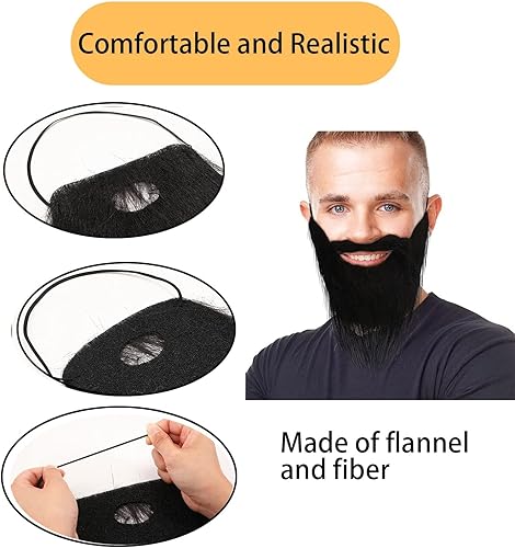 Miniatura 2 de Paquete de 4 disfraces de barba, pelo facial, autoadhesivo, novedosos bigotes, fiesta de máscaras, suministros para fiesta de disfraces de Halloween