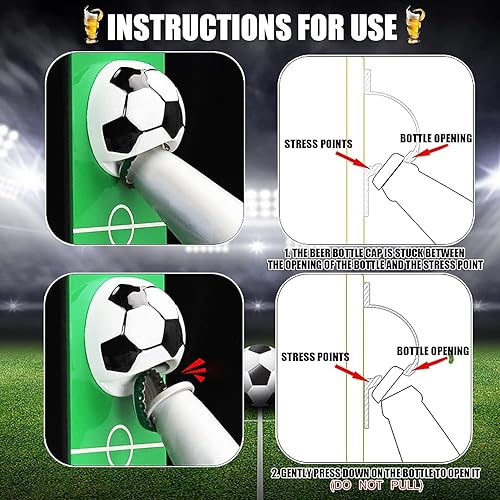 Miniatura 5 de Abrebotellas magnético con receptor, abridor de botellas de cerveza de metal para montaje en pared de fútbol, ideas de regalo de cerveza novedosas