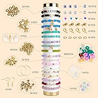 Vista 2 de JQEEYGV 5500pcs Clay Beads Bracelet Making Kit 24 Colors Flat Preppy Beads for Friendship Bracelet kit with Letter Beads Jewelry Making Set for