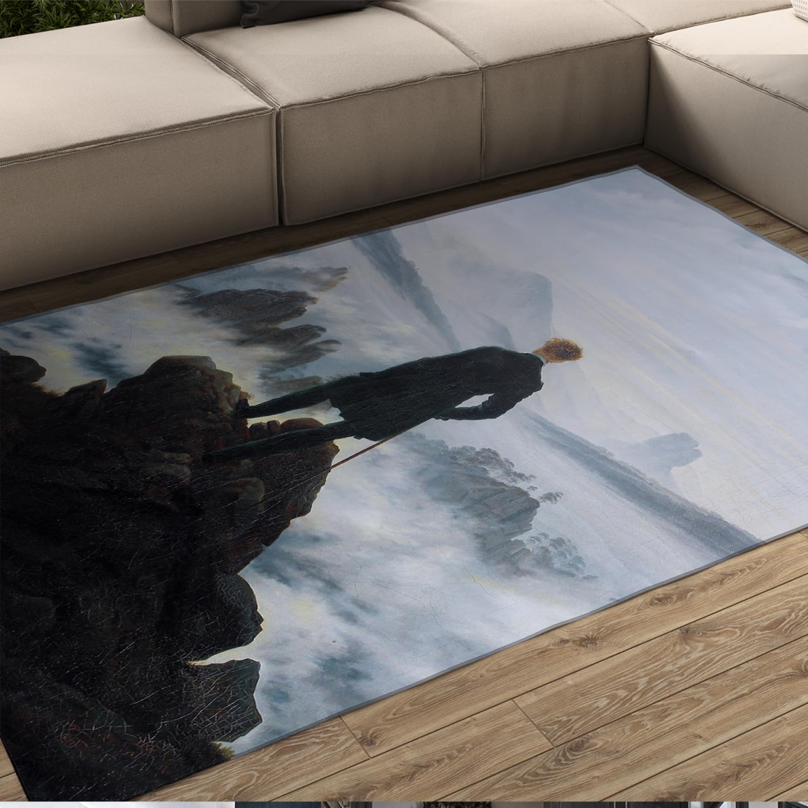 Tapis Le Randonneur au-dessus de la mer de brouillard Caspar David Friedrich salon