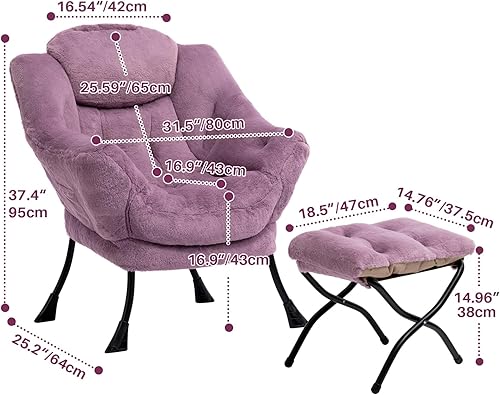 Miniatura 321 de HollyHOME - Silla perezosa grande de tela para sala de estar, silla de lectura, acogedora silla de descanso con reposabrazos, sofá de ocio, color