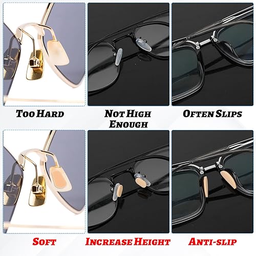 Miniatura 6 de Bewudy 24 pares de almohadillas para la nariz para lentes, silicona suave, con cámara de aire, almohadillas para la nariz, 0.059 in de grosor para