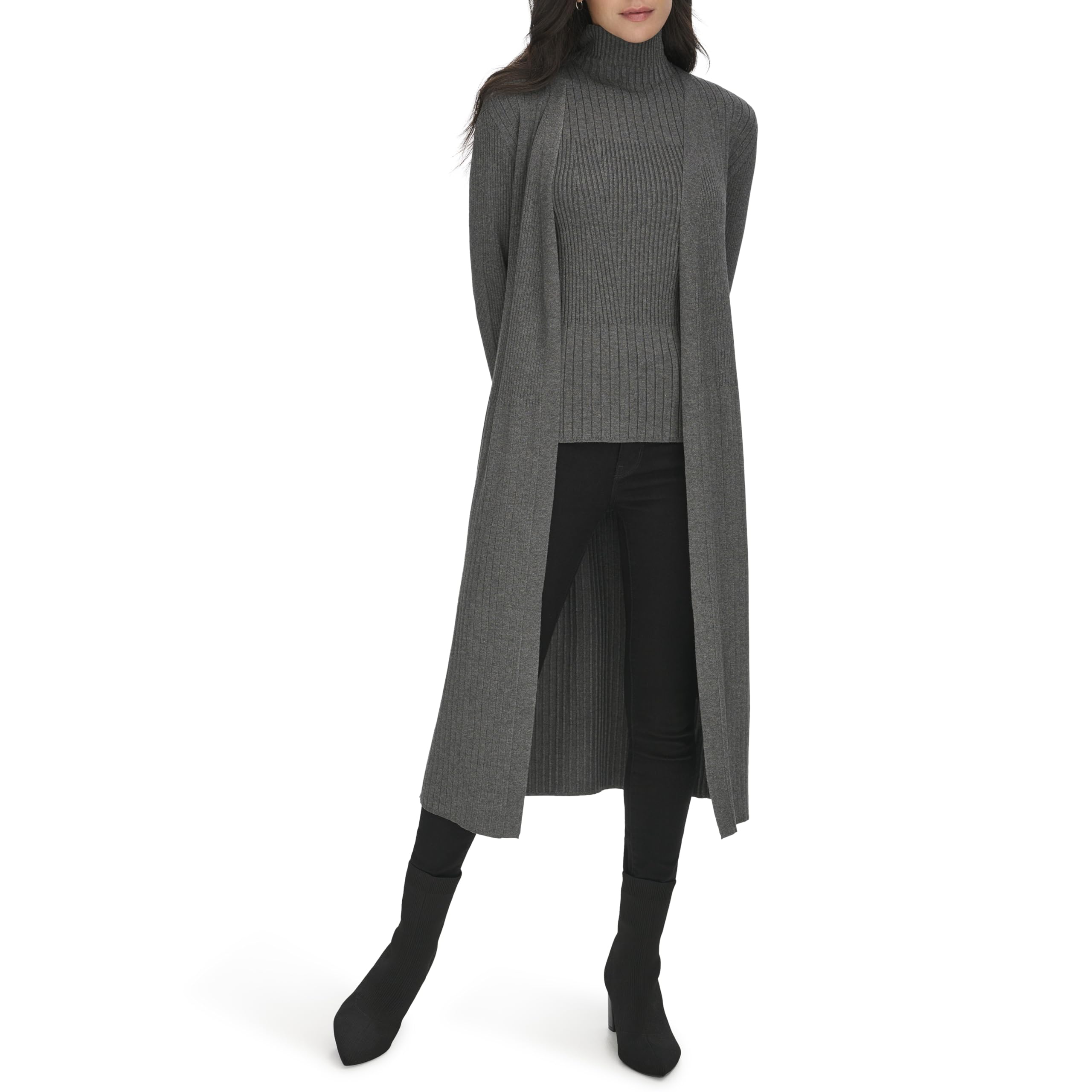 Calvin Klein Womens Duster Open Front Cardigan Sweater