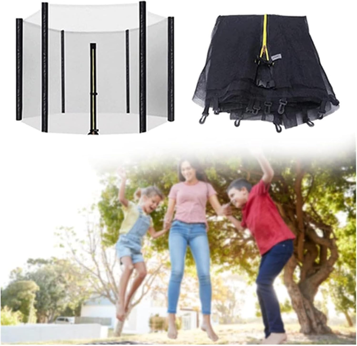 Trampoline Safety Net Round Trampoline Safety Net, 6ft 8ft 10ft 12ft 13ft 14ft 16ft Replacement Trampolines Enclosure Net, Perfect Visibility Tear and Weather-resistan