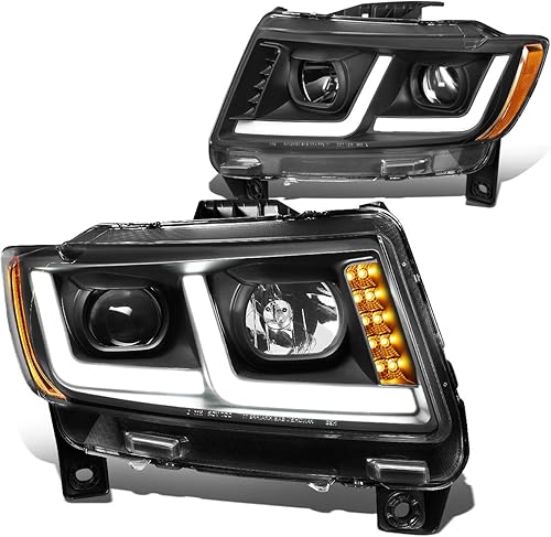 DNA Motoring HL-HPL-JGC11-BK-SM-AM Par LED Drl Proyector Faro (Para 11-13 Jeep Grand Cherokee)