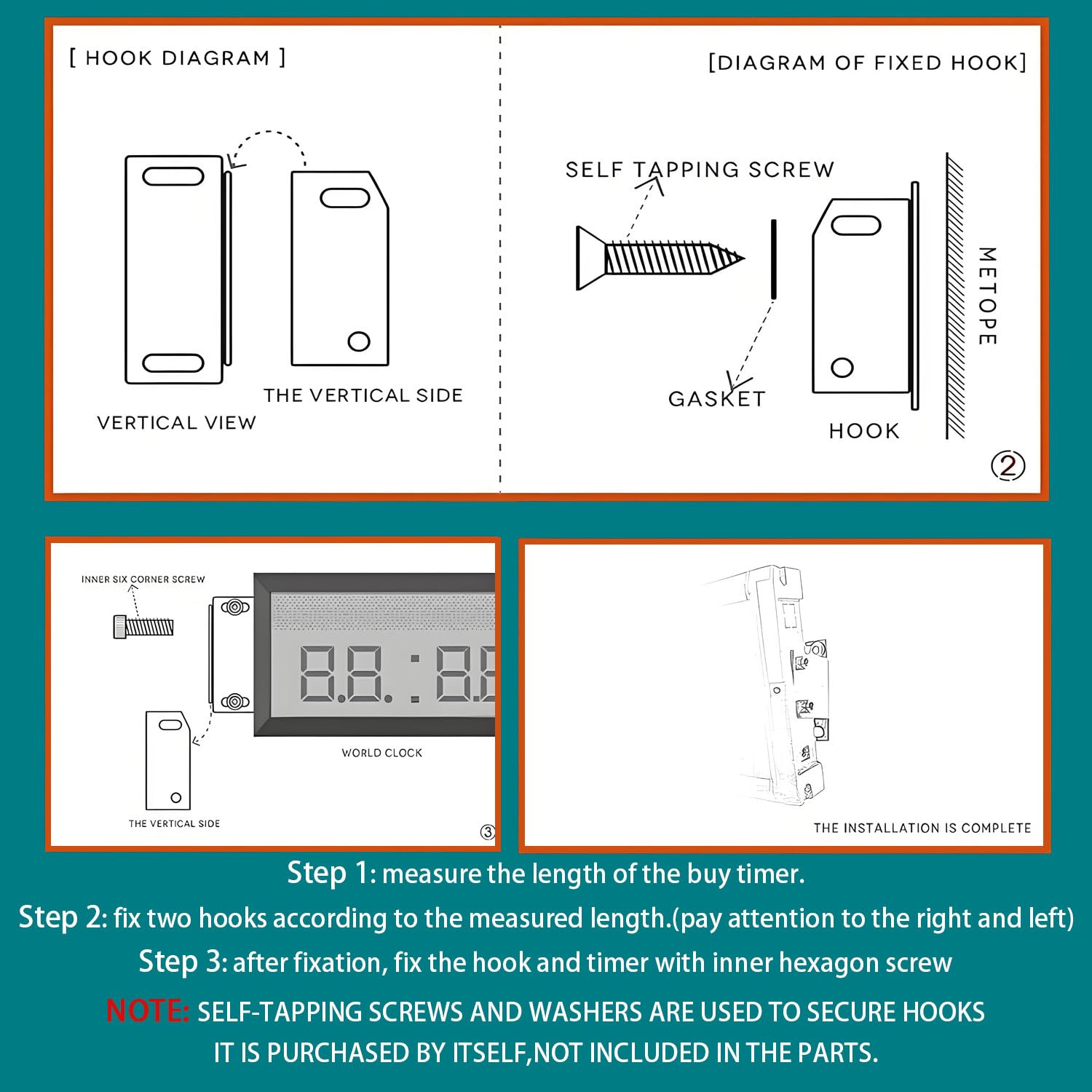 World Clock - Reloj electrónico montado en la pared para interiores, brillo ajustable, múltiples zonas horarias para oficinas, hoteles y empresas