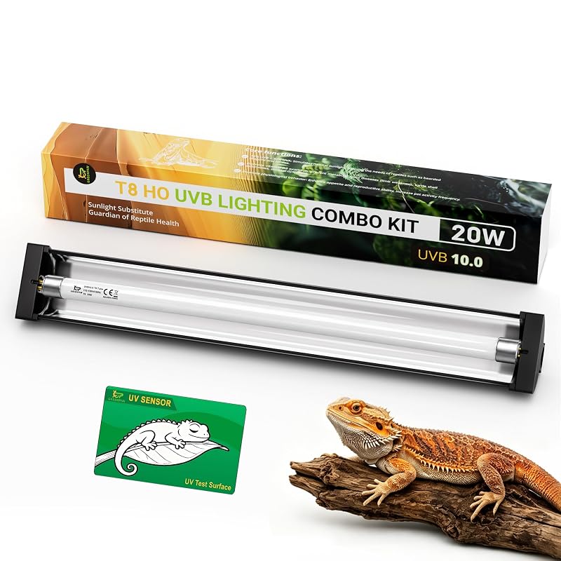 Lâmpada UVB para terrário T8 10.0 com luminária e cartão sensor UV GREENPAW 20 W 60,96 cm