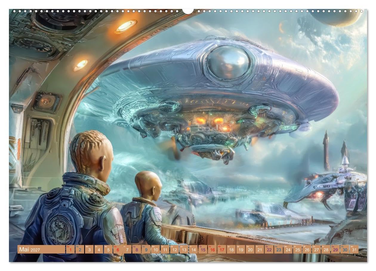 Science Fiction Reise - Ein visuelles Abenteuer (hochwertiger Premium Wandkalender 2027 DIN A2 quer), Kunstdruck in Hochglanz: Science Fiction Visionen (CALVENDO Technologie)