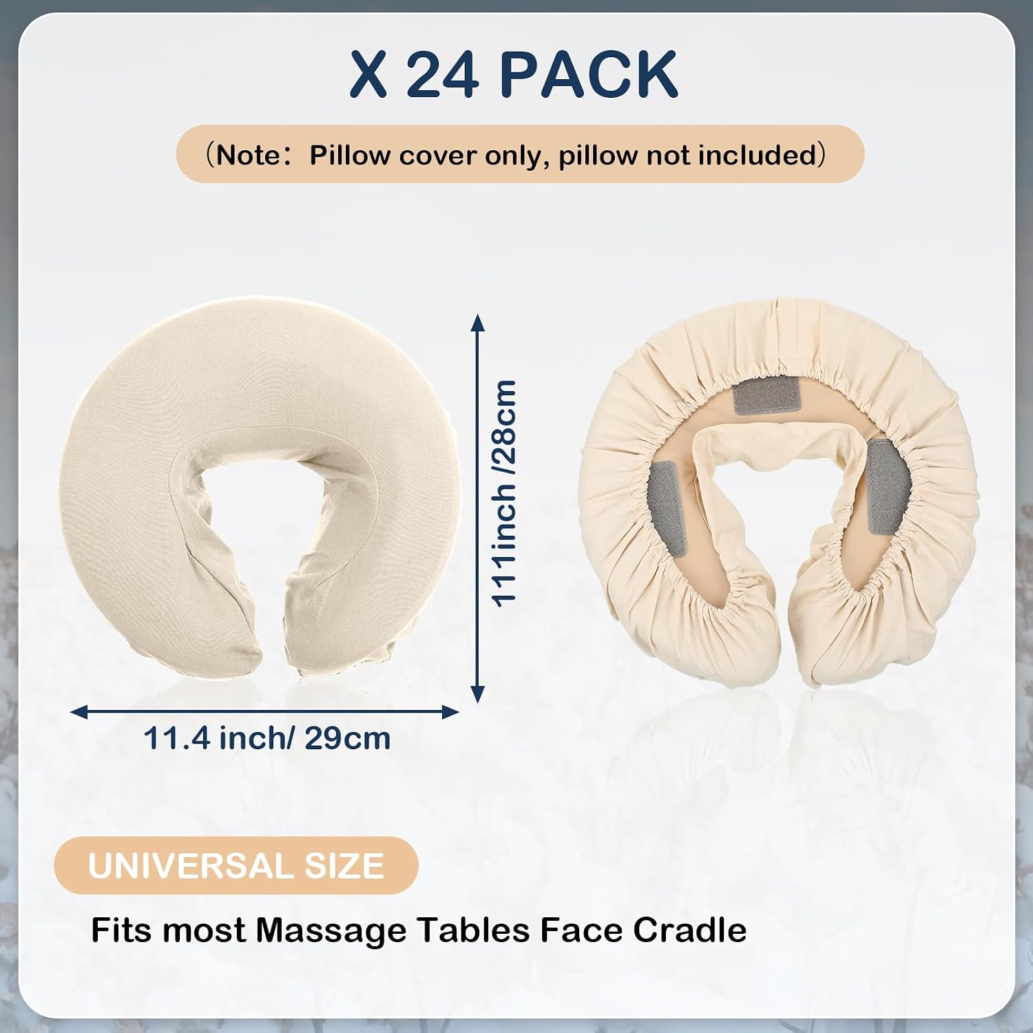 Macarrie 24 Pcs Face Cradle Covers for Massage Table Microfiber Reusable Soft Thicker Massage Table Headrest Covers Bulk Oil Proof Cradle Head Rest Sheets for Spa Beauty Salons(Beige)