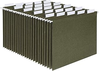 Pendaflex Hanging File Folders, Letter Size, Standard Green, 1/5-Cut Adjustable Tabs, 25 Per Box (81602), Standard Green - 1/5 Tabs
