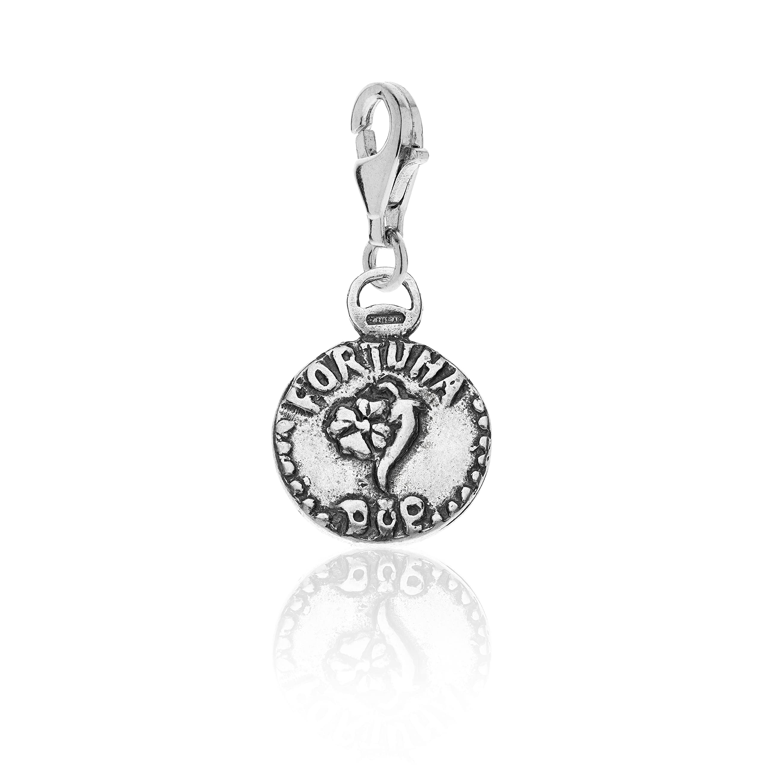 Gioielli DOP Fortune Coin Unisex Charm in Sterling Silver Handmade in Italy- 2 Years Warranty