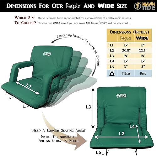 Miniatura 15 de BRAWNTIDE Asiento de estadio con soporte de respaldo, cómodo cojín, acolchado grueso, 2 ganchos de acero para gradas, 4 bolsillos, 2 portavasos, Rojo