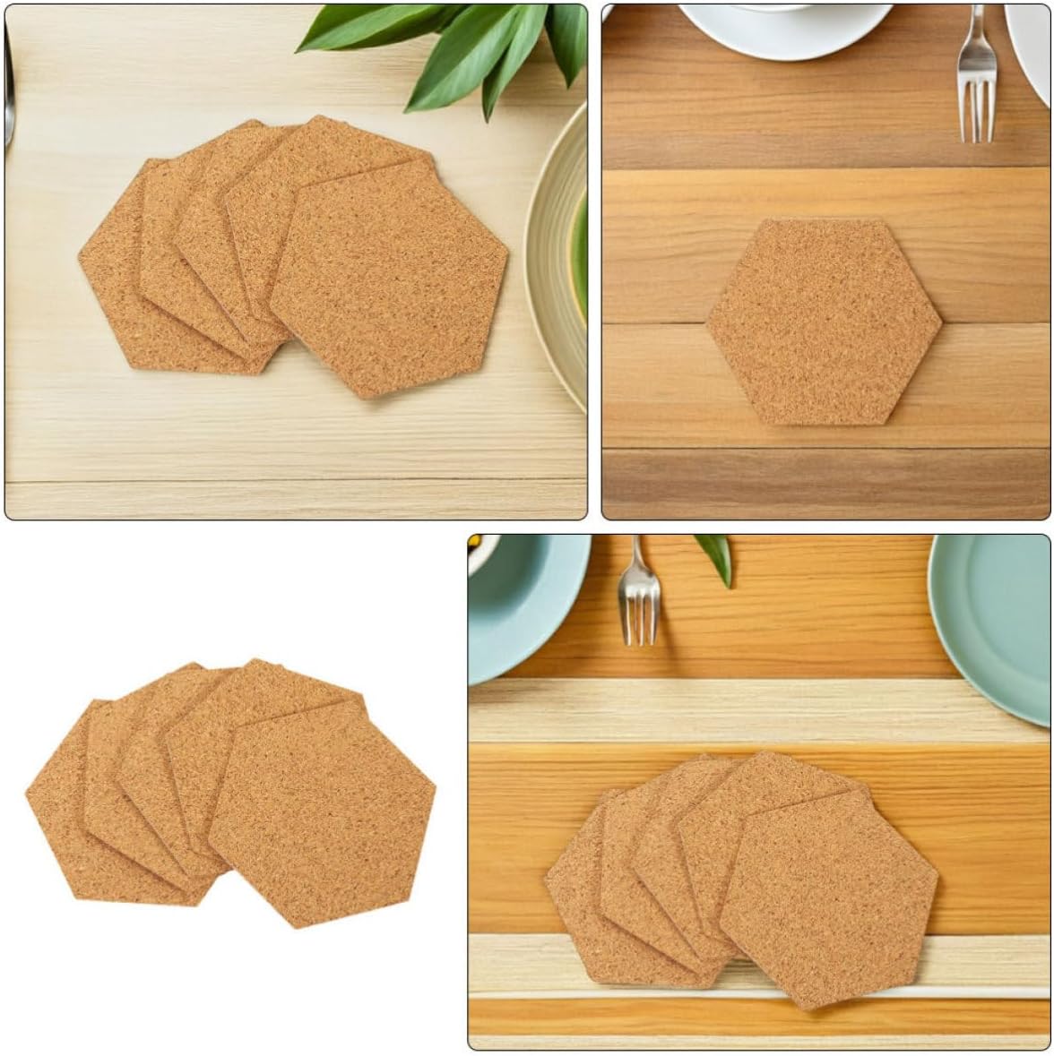 Didiseaon Cork Pads for Surface Protection and Adjustable Cutting 120pcs Hexagon Self-Adhesive 2mm Thickness for Creative Home Decor and Crafting Projects
