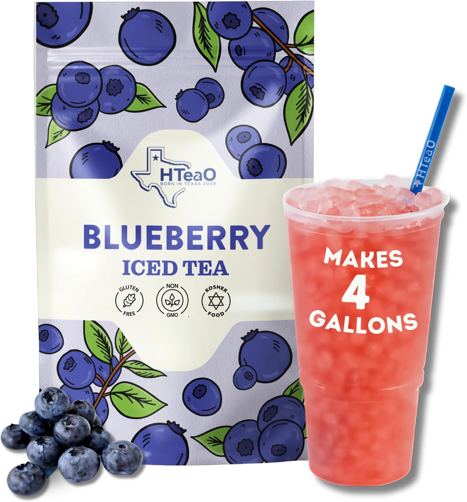 Blueberry Green Tea Packets– Makes 4 Gallons of Naturally Sweet Tea in 5 Minutes – Large Tea Sachets for Parties, Family Gatherings, & Groups – Texas-Style Iced Tea Packets for Quick Brew (8-Count)