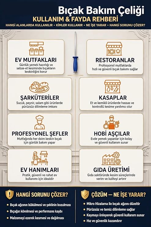Transformacion 44 cm Profesyonel Bıçak Bileme Masadı Oval Kasap Şef Honlama Çeliği 304 Paslanmaz Çelik Saplı Bileyici 723678